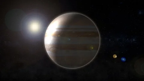 The planet Jupiter revolves in space Stock Footage 94099990