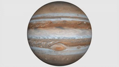 Planet Jupiter rotating on alpha channel background Stock Footage 197820519