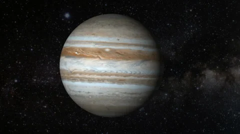 Planet Jupiter rotating in space Stock Footage 32866684