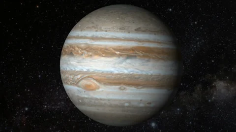 Planet Jupiter rotating in space Stock Footage 32872480