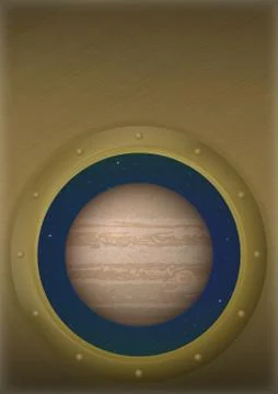Planet Jupiter in space window Stock Illustration