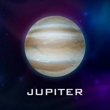 Planet Jupiter. Vector 3d Realistic Space Planet in Space Starry Sky. Galaxy Illustrazione stock