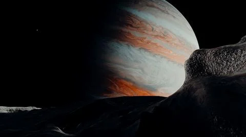 Planet Jupiter, View from Moon Stock Photos