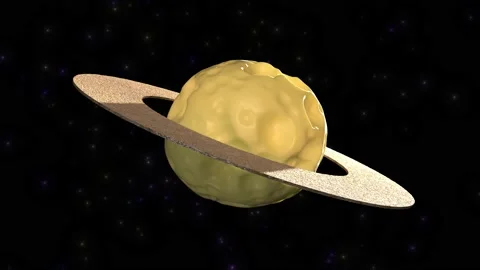 Planet made of cheese and bread rings against the background of glittering stars Vídeo Stock 221495936