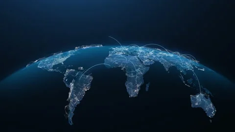 Planet map. World map. Global social network. Future. Blue futuristic background Stock Footage 213976077