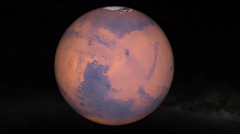 Planet Mars 4K with detailed surface and Phobos orbiting the planet Stock Footage 51925112