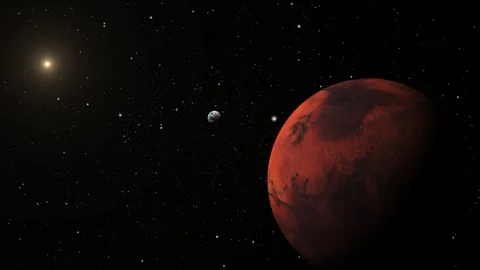Planet mars and earth in space Stock Footage 308488675