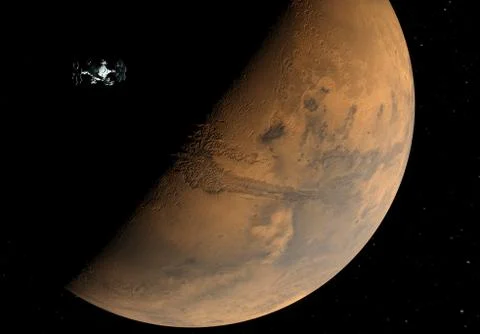 Planet Mars and space probe Stock Illustration