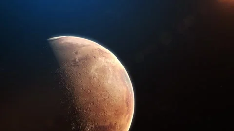 The planet Mars. Approaching the planet. The bright side of Mars. Atmosphere. Video stock 248009827
