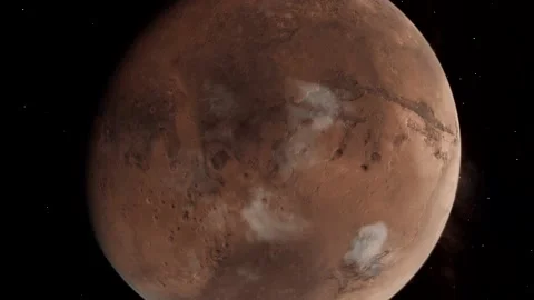 Planet Mars Atmosphere Close Up Space Flight 4K Stock Footage 150106213