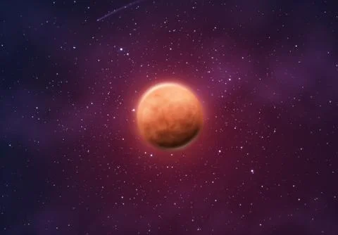 Planet mars on background of space with bright stars Stock Illustration