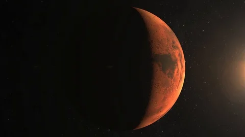 Planet Mars. The camera flies around the Mars. View from space. The planet is Stock Footage 98212266
