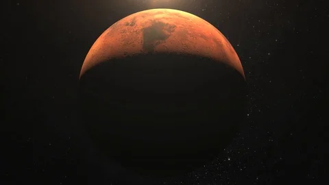 Planet Mars. The camera flies around the Mars. View from space. The planet is Video stock 98890569