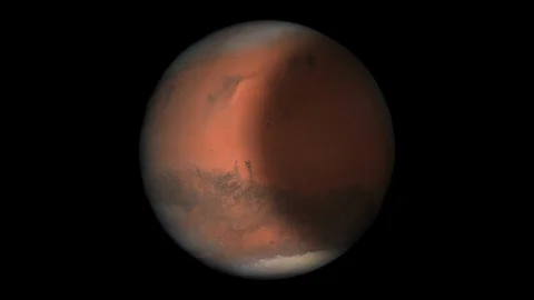 Planet Mars Covered and Uncovered by Round Shadow Stock Footage 90284371