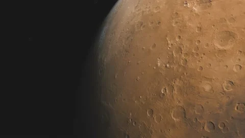 Planet Mars in deep space. spacecraft flies near Mars in the solar system Vídeo Stock 148880727