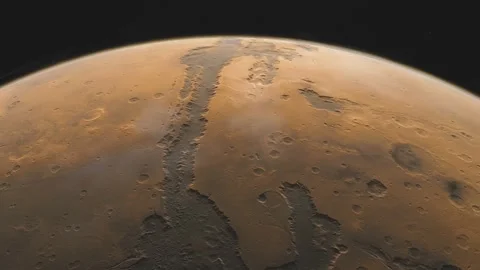 Planet Mars in deep space. spacecraft flies near Mars in the solar system Stock Footage 148880975