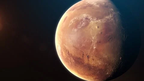 The planet Mars. Flyby of the planet. The dark side of Mars. 動画素材 248009824