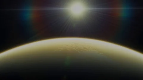 Planet Mars Horizon from Space Stock Footage 84957415