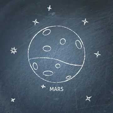 Planet Mars icon on chalkboard Illustrazione stock