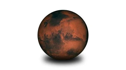 Planet mars isolate on white background. 3d rendered planet. Illustrazione stock