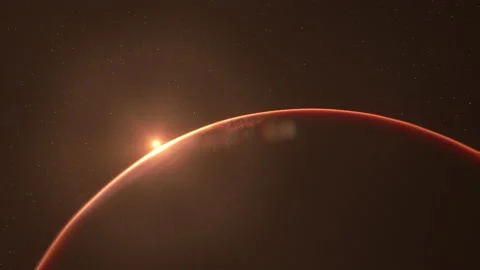 Planet Mars Lit by Rising Sun Light Opening Video stock 159731330