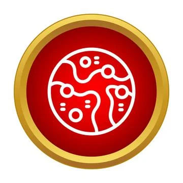 Planet mars or earth icon on red button Ilustração Stock