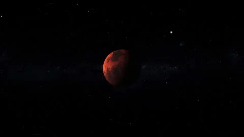Planet Mars Orbiting in Deep Space with Shimmering Stars Background Stock Footage 336261125