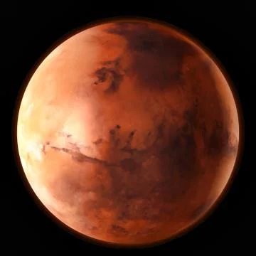 Planet Mars in the outer space. Watercolor, 3D illustration Illustrazione stock