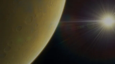Planet Mars Rotates and Sun Stock Footage 84957493