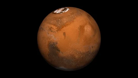 The Planet Mars Rotating Isolated Over Black 3D Animation Stock Footage 101212224