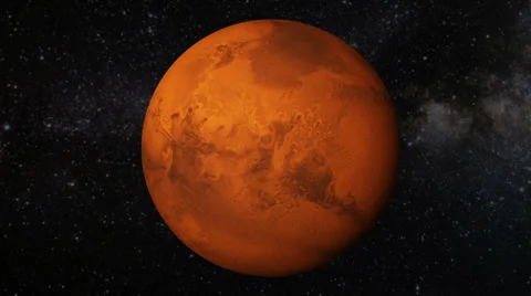 Planet Mars rotating in space Stock Footage 32872597