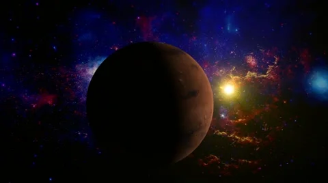 Planet Mars rotating in space - without lens objects Stock Footage 54624828