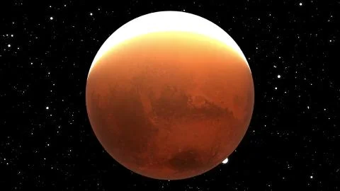 Planet Mars with shine, computer generated. 3d rendering of realistic cosmic 스톡 일러스트