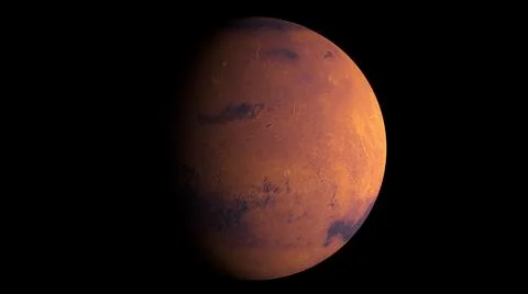 Planet Mars with shine, computer generated. 3d rendering of realistic cosmic Illustrazione stock