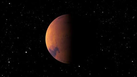 Planet Mars with shine, computer generated. 3d rendering of realistic cosmic Illustrazione stock