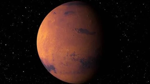 Planet Mars with shine, computer generated. 3d rendering of realistic cosm... 库存照片