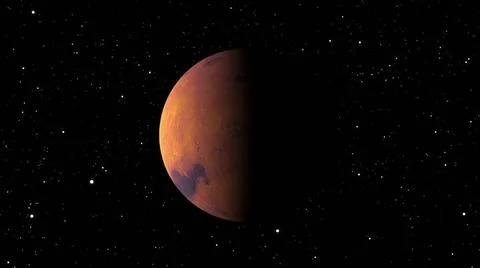 Planet Mars with shine, computer generated. 3d rendering of realistic cosm... 库存照片