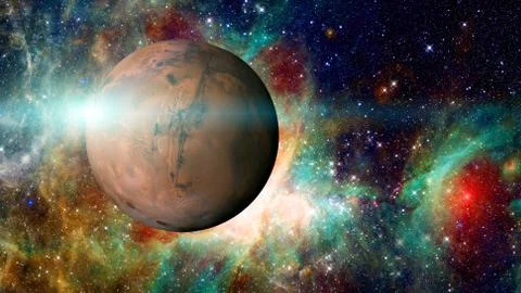 Planet Mars in the solar system. Elements of this image are furnished by NASA Foto stock