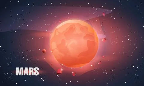 Planet Mars In Space, Artistic View Of Mars Stock Illustration