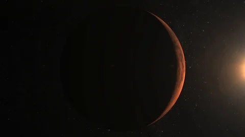 Planet Mars from space. The camera flies around the Mars. View from space. Stars Stock-Footage 97464342