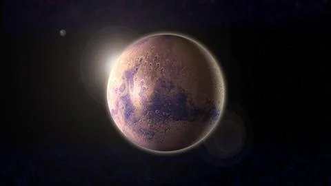 Planet Mars in space with sunlight Stock Photos