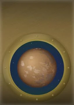 Planet Mars in space window Stock Illustration