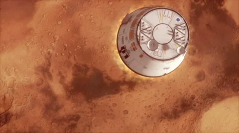 Planet Mars Spaceship Landing Stock Footage