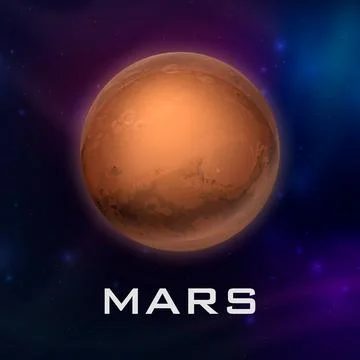 Planet Mars. Vector 3d Realistic Space Planet in Space Starry Sky. Galaxy 스톡 일러스트