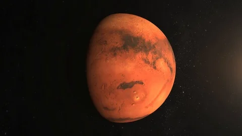 Planet Mars. View from space. Mars rotates slowly. A large surface of Planet is Stock Footage
