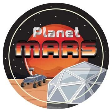 Planet Mars word logo design Stock Illustration
