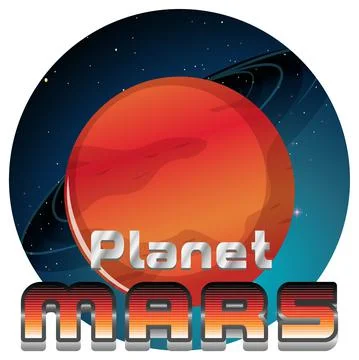 Planet Mars word logo design with Mars planet Stock Illustration
