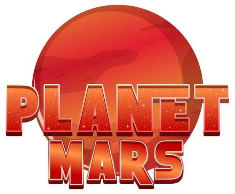 Planet Mars word logo design Stock Illustration