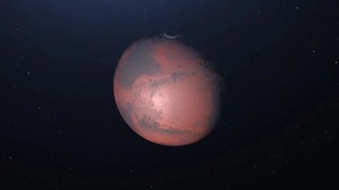 Planet Mars Zoom Out. Mars planet globe view. Mars Globe Among the Stars. Stock Footage 264060615