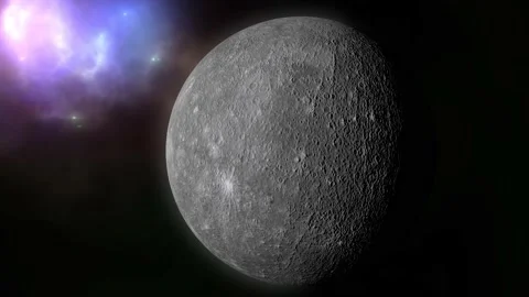 Planet mercury with nebula clouds background in space. Vídeo Stock 159849072
